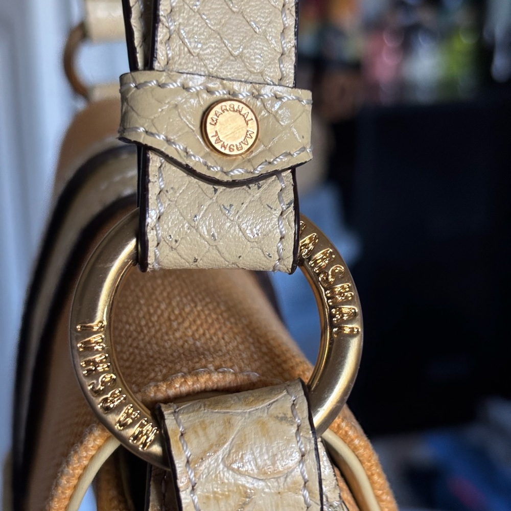 Genuine leather and canvas buttery yellow Shoulder Bag - Picture 7 of 13